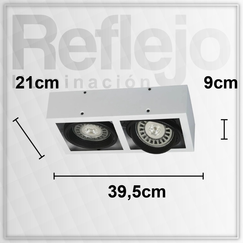 Plafón Rectangular 2 Luces Para Ar111 Led