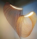 Colgante con luz LED integrado, filamentos de madera
