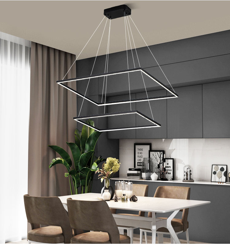 Colgante con luz LED integrado, doble rectangulo