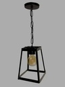 Lampara Colgante Farol Jaula Trapecio De Hierro Negro Deco
