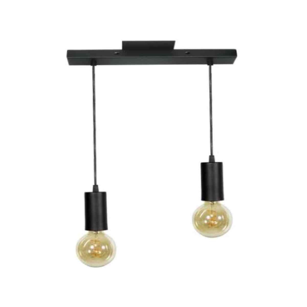 Colgante 2 Luces Capuchon Negro Vintage Apto Led E-27