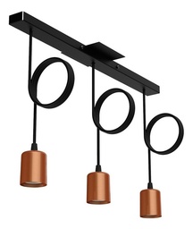 [6-BELL/03-CB] Colgante Barral Triple Vintage Portalampara Cable E27 Cobre